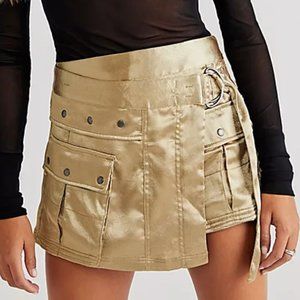 Free People Gold Mini Skirt